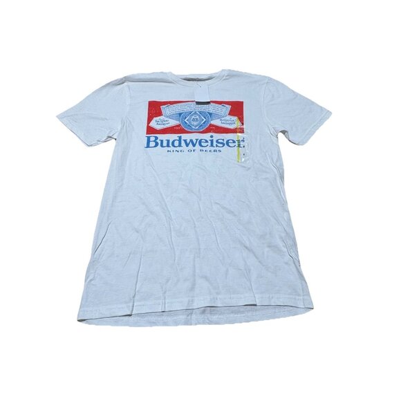 Men's Short Sleeve T- Shirt Budweiser Size S White Bud Logo Anheuser Busch - Picture 1 of 6